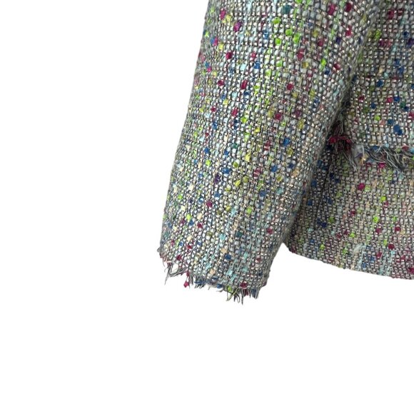 Willi Smith Womens Tweed  Blazer Size 6 Multicolor Colorful Raw Hem Office Caree - Picture 9 of 12